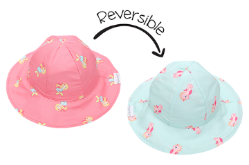 Picture of FlapJackKids Reversible Baby & Kids Patterned Sun Hat - Mermaid | Seahorse