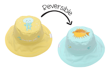 Picture of FlapJackKids Reversible Baby & Kids Sun Hat - Fish & Jellyfish