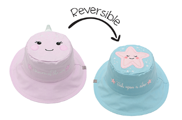 Picture of FlapJackKids Reversible Baby & Kids Sun Hat - Narwhal & Starfish