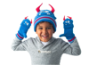 Picture of Kids Knitted Fingerless Gloves with Mitten Flaps - Monster