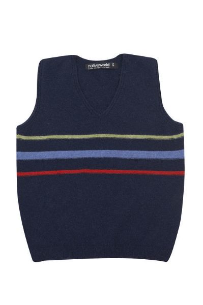 Picture of Possum Merino Kid's Striped Vest - TWILIGHT